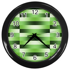 View Original Pinstripes Green Shapes Shades Wall Clocks (black) by Mariart