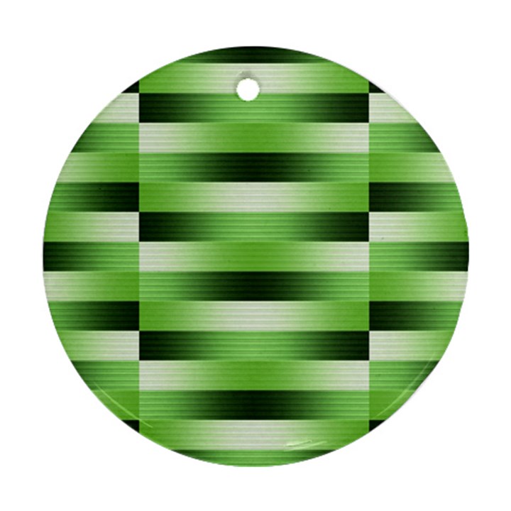 View Original Pinstripes Green Shapes Shades Round Ornament (Two Sides)