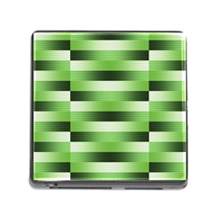 View Original Pinstripes Green Shapes Shades Memory Card Reader (square)