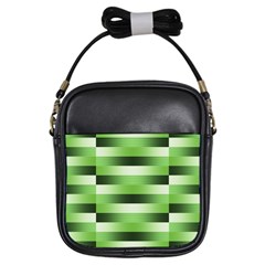 View Original Pinstripes Green Shapes Shades Girls Sling Bags by Mariart