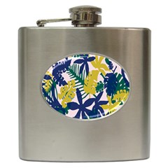 Tropics Leaf Yellow Green Blue Hip Flask (6 Oz) by Mariart