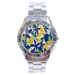 Tropics Leaf Yellow Green Blue Stainless Steel Analogue Watch by Mariart