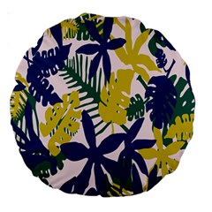 Tropics Leaf Yellow Green Blue Large 18  Premium Round Cushions by Mariart