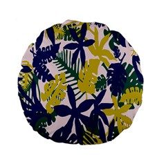 Tropics Leaf Yellow Green Blue Standard 15  Premium Flano Round Cushions by Mariart