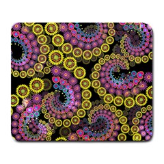 Spiral Floral Fractal Flower Star Sunflower Purple Yellow Large Mousepads