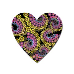 Spiral Floral Fractal Flower Star Sunflower Purple Yellow Heart Magnet