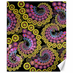 Spiral Floral Fractal Flower Star Sunflower Purple Yellow Canvas 8  X 10 