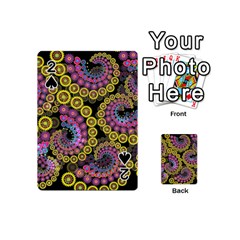 Spiral Floral Fractal Flower Star Sunflower Purple Yellow Playing Cards 54 (mini)  by Mariart