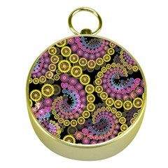 Spiral Floral Fractal Flower Star Sunflower Purple Yellow Gold Compasses by Mariart