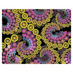 Spiral Floral Fractal Flower Star Sunflower Purple Yellow Double Sided Flano Blanket (medium)  by Mariart