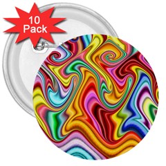 Rainbow Gnarls 3  Buttons (10 Pack) 