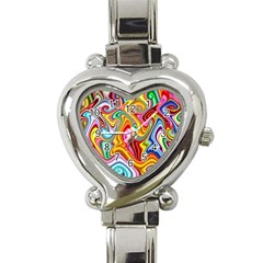 Rainbow Gnarls Heart Italian Charm Watch by WolfepawFractals