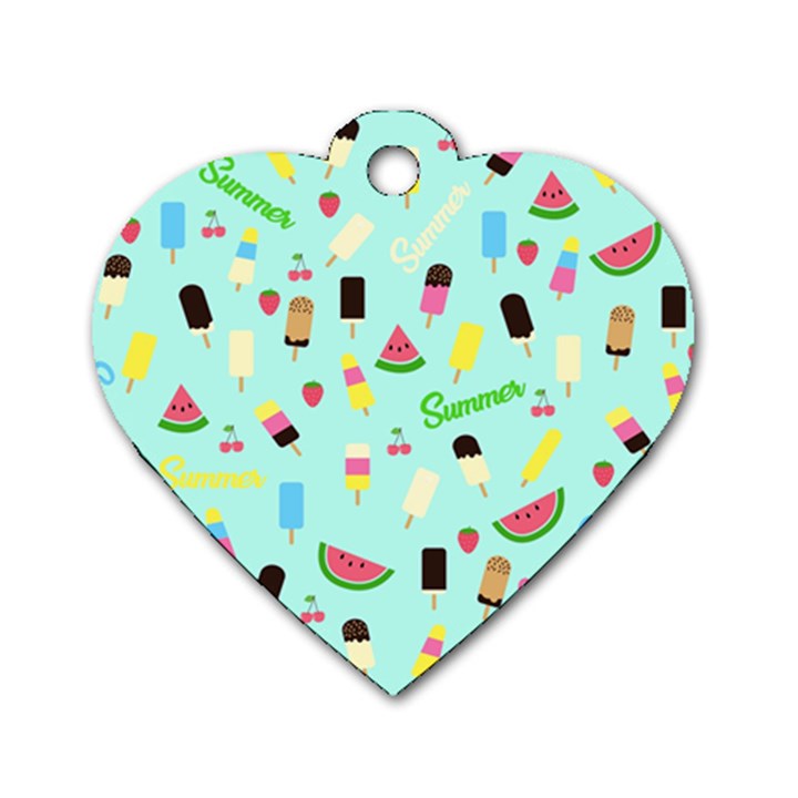 Summer pattern Dog Tag Heart (Two Sides)