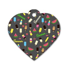 Summer Pattern Dog Tag Heart (two Sides) by Valentinaart