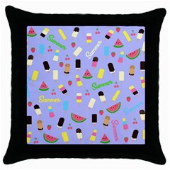 Summer Pattern Throw Pillow Case (black) by Valentinaart