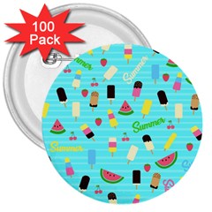 Summer Pattern 3  Buttons (100 Pack)  by Valentinaart