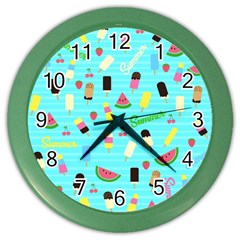Summer Pattern Color Wall Clocks by Valentinaart