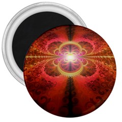 Liquid Sunset, A Beautiful Fractal Burst Of Fiery Colors 3  Magnets