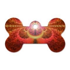 Liquid Sunset, A Beautiful Fractal Burst Of Fiery Colors Dog Tag Bone (one Side) by jayaprime