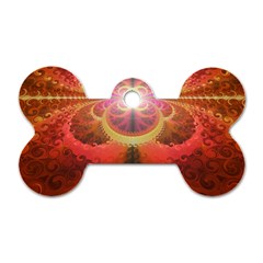 Liquid Sunset, A Beautiful Fractal Burst Of Fiery Colors Dog Tag Bone (two Sides) by jayaprime