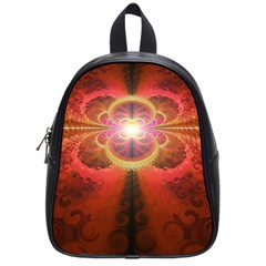 Liquid Sunset, A Beautiful Fractal Burst Of Fiery Colors School Bags (small)  by jayaprime