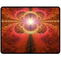 Liquid Sunset, A Beautiful Fractal Burst Of Fiery Colors Double Sided Fleece Blanket (medium) 