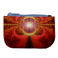 Liquid Sunset, A Beautiful Fractal Burst Of Fiery Colors Large Coin Purse by jayaprime