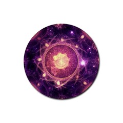 A Gold And Royal Purple Fractal Map Of The Stars Rubber Coaster (round) 