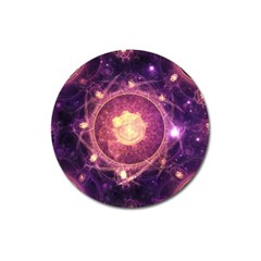 A Gold And Royal Purple Fractal Map Of The Stars Magnet 3  (round) by jayaprime