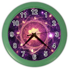 A Gold And Royal Purple Fractal Map Of The Stars Color Wall Clocks