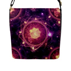 A Gold And Royal Purple Fractal Map Of The Stars Flap Messenger Bag (l)  by jayaprime