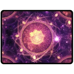 A Gold And Royal Purple Fractal Map Of The Stars Double Sided Fleece Blanket (large) 