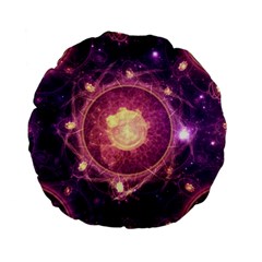 A Gold And Royal Purple Fractal Map Of The Stars Standard 15  Premium Flano Round Cushions