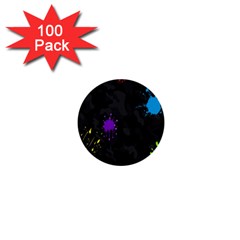 Black Camo Shot Spot Paint 1  Mini Buttons (100 Pack)  by Mariart