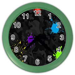 Black Camo Shot Spot Paint Color Wall Clocks