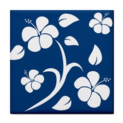 Blue Hawaiian Flower Floral Tile Coasters by Mariart