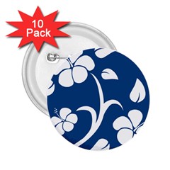 Blue Hawaiian Flower Floral 2 25  Buttons (10 Pack)  by Mariart