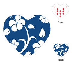 Blue Hawaiian Flower Floral Playing Cards (heart)  by Mariart