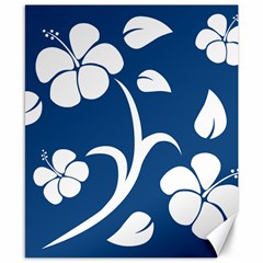 Blue Hawaiian Flower Floral Canvas 8  X 10 