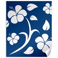 Blue Hawaiian Flower Floral Canvas 16  X 20   by Mariart