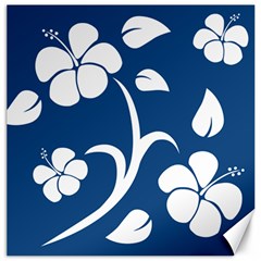 Blue Hawaiian Flower Floral Canvas 20  X 20  