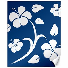 Blue Hawaiian Flower Floral Canvas 11  X 14   by Mariart