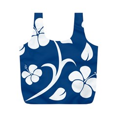 Blue Hawaiian Flower Floral Full Print Recycle Bags (m)  by Mariart