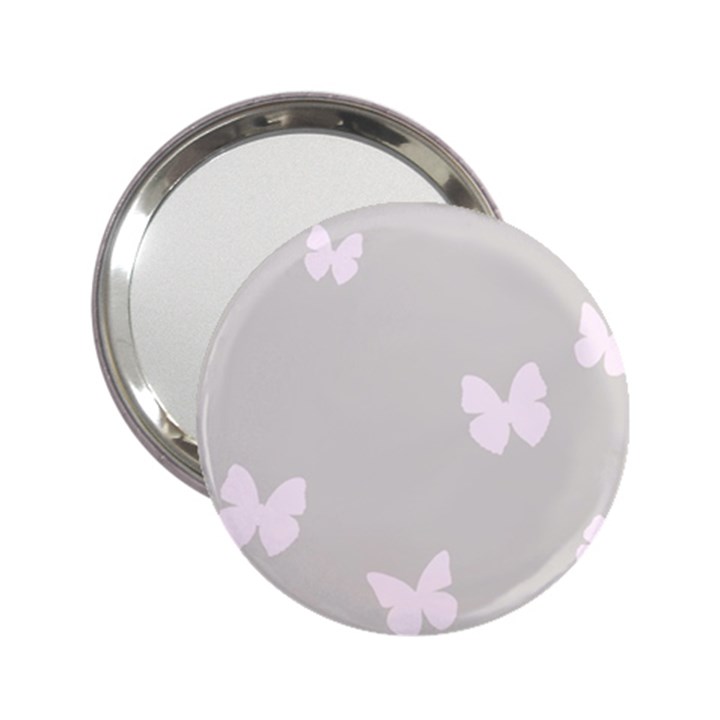 Butterfly Silhouette Organic Prints Linen Metallic Synthetic Wall Pink 2.25  Handbag Mirrors