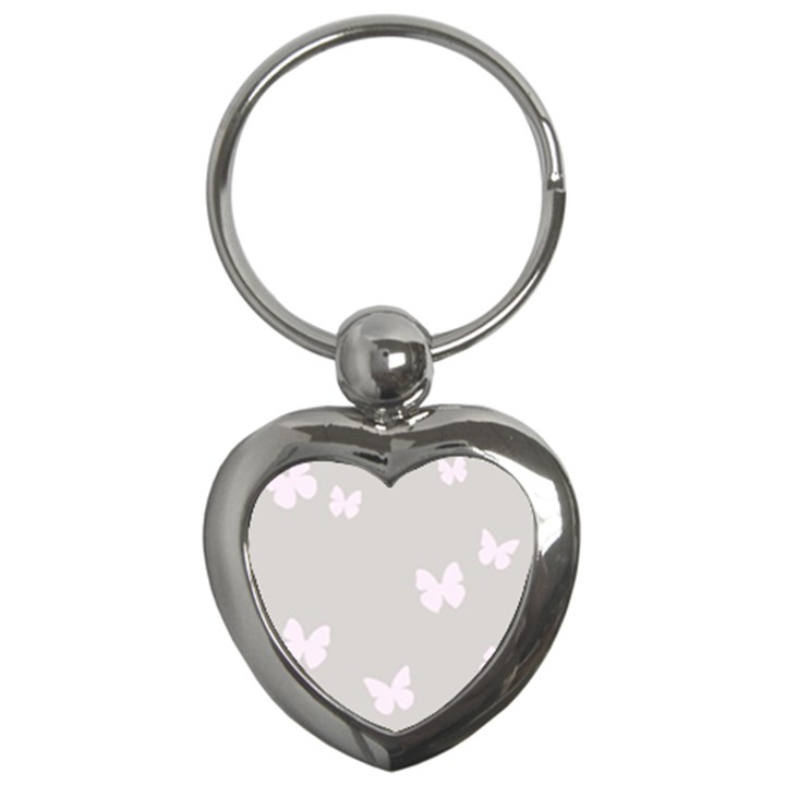 Butterfly Silhouette Organic Prints Linen Metallic Synthetic Wall Pink Key Chains (Heart) 