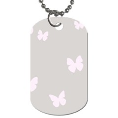 Butterfly Silhouette Organic Prints Linen Metallic Synthetic Wall Pink Dog Tag (two Sides)