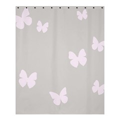 Butterfly Silhouette Organic Prints Linen Metallic Synthetic Wall Pink Shower Curtain 60  X 72  (medium) 