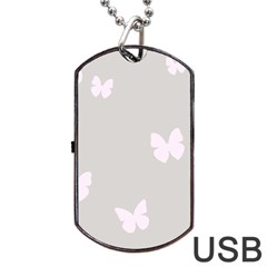 Butterfly Silhouette Organic Prints Linen Metallic Synthetic Wall Pink Dog Tag Usb Flash (two Sides)