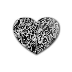 Black White Shape Rubber Coaster (heart) 