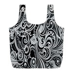 Black White Shape Full Print Recycle Bags (L)  Front